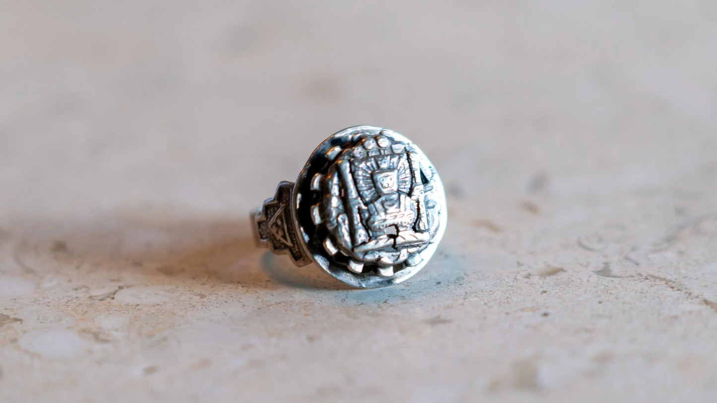 Viracocha 1930s Sterling Peruvian Biker Ring Size-8