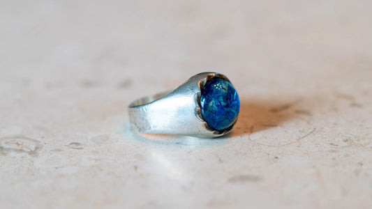 Mexico Souvenir Dragon's Breath Cabochon Sterling Ring Size-14