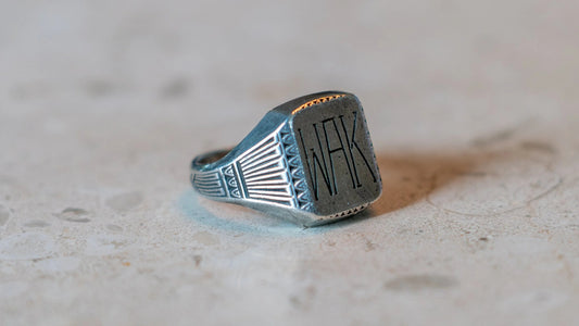 WAK 1930s Sterling Silver Initial Ring SIze-10