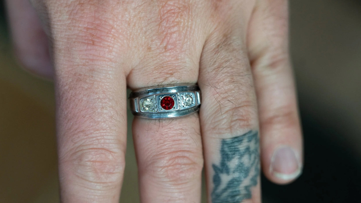 Art Deco 1950s Faux Ruby Ring Size-10