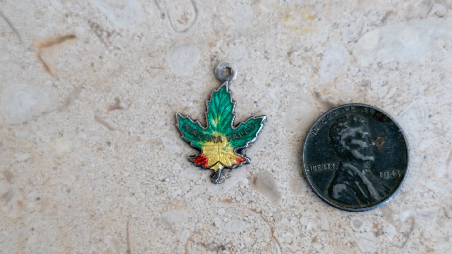 1940s Nigara Falls Color Enamel Sterling Pendant