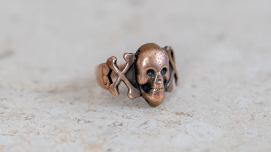 Rare 1930s Copper Novelty Skull Ring Size-9