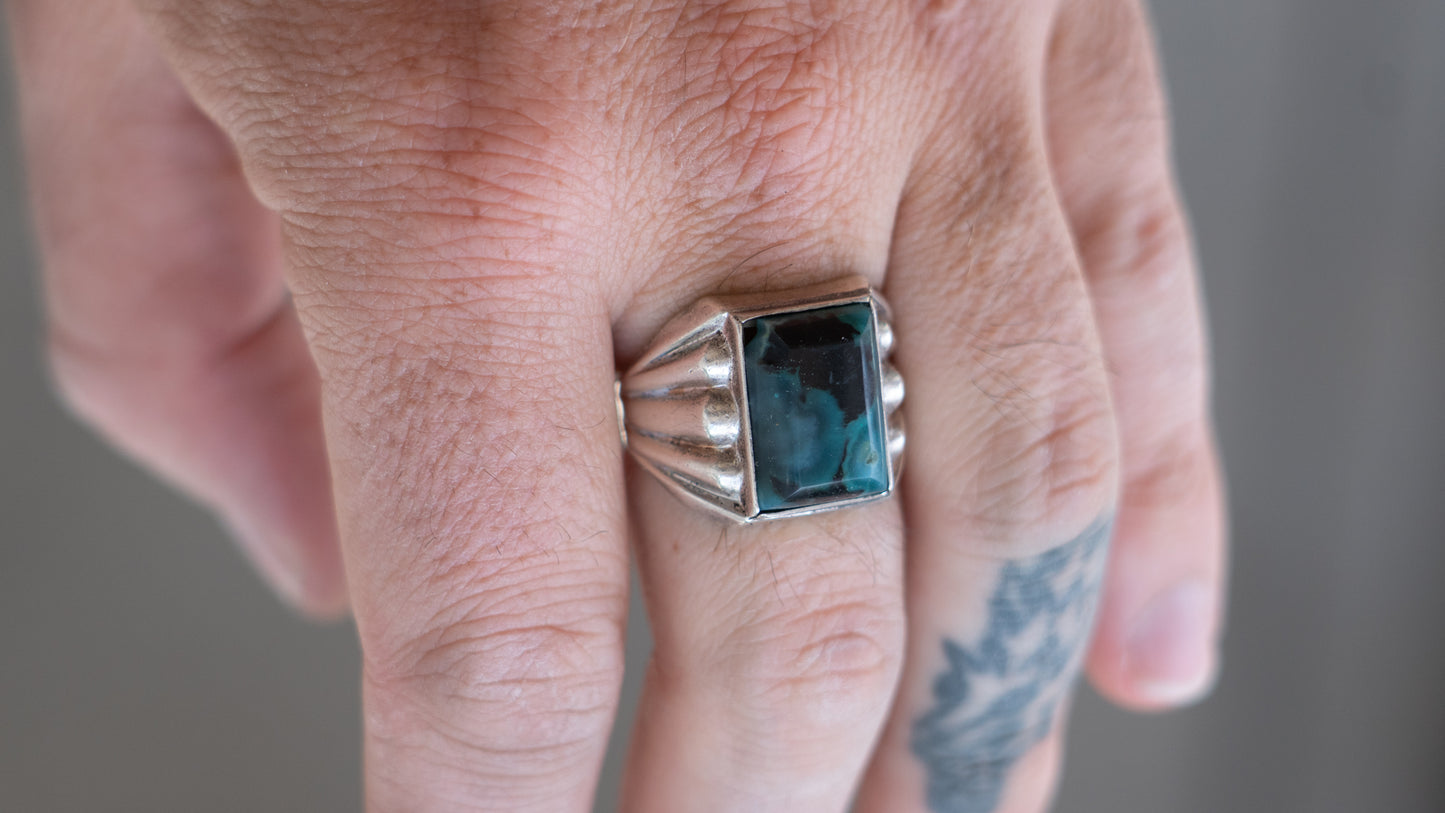 1950s Azurite Art Deco Styled Ring Size-11