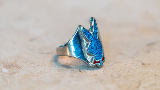 1970s Crushed Turquoise & Carnelian Bunny Rings