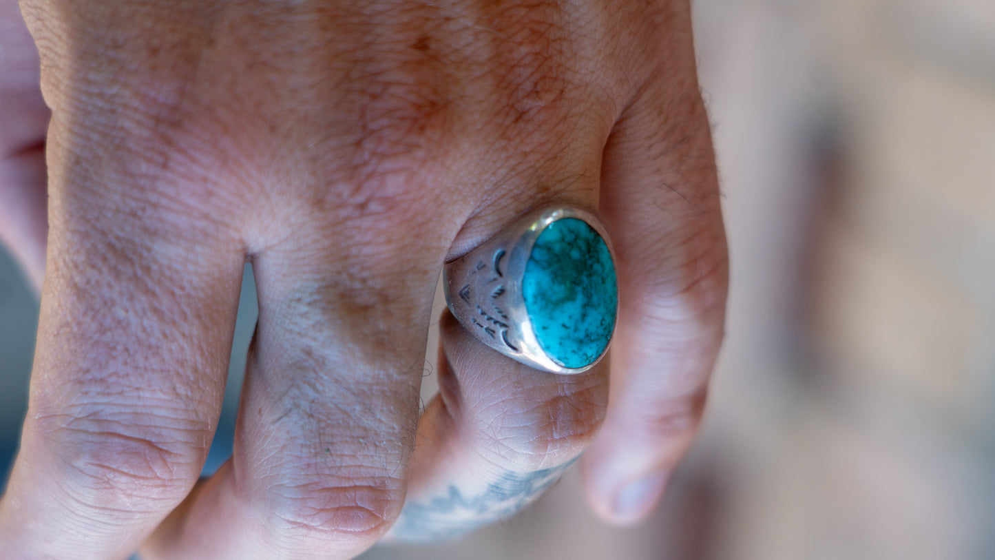 Early Bell Trading Post Turquoise Ring Size-10