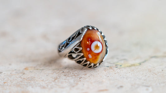 Middle Eastern Eye Ball Agate Ring Size-10