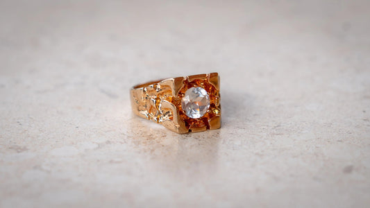 18k Plated CZ Nugget Ring Size-11.5