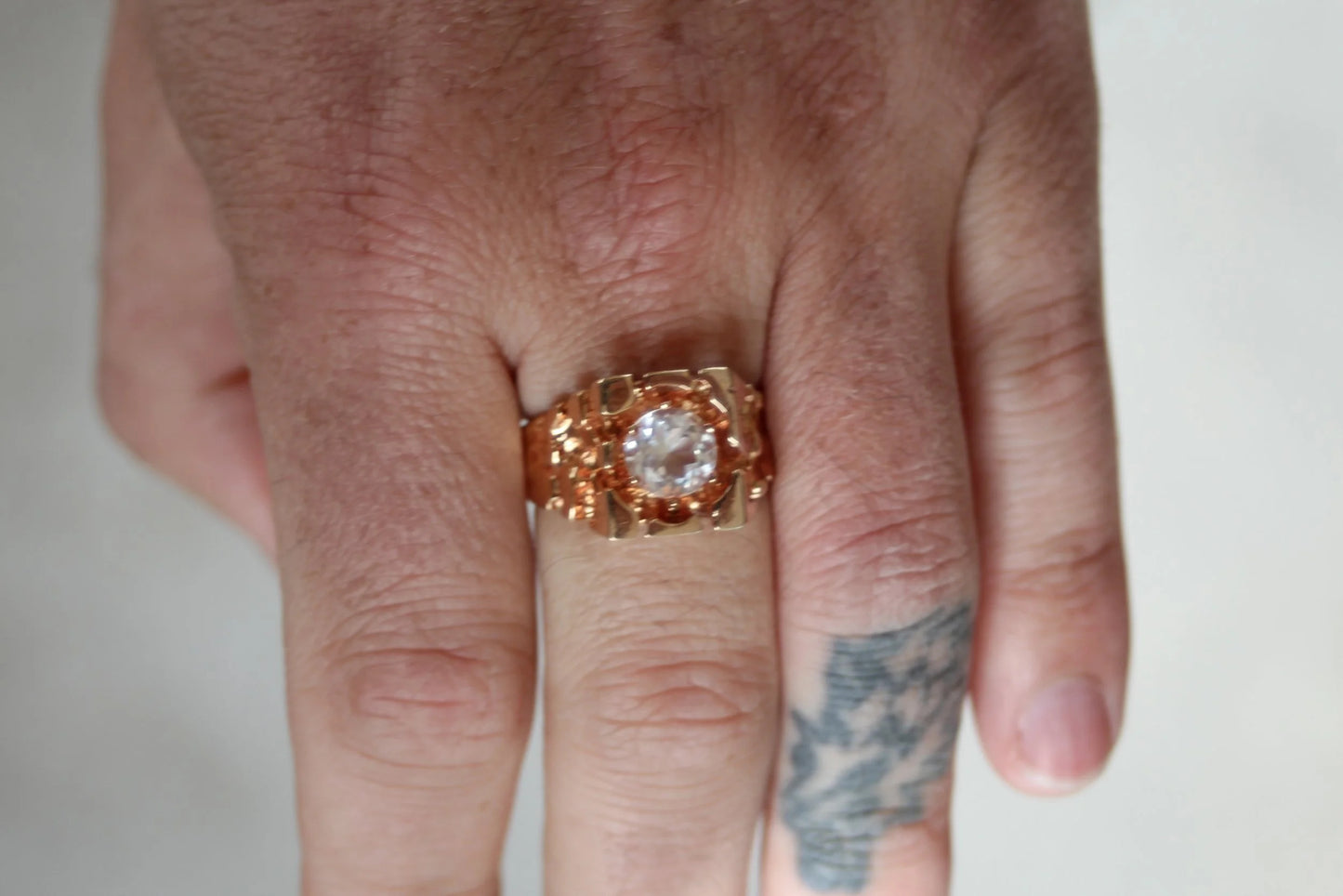 18k Plated CZ Nugget Ring Size-11.5