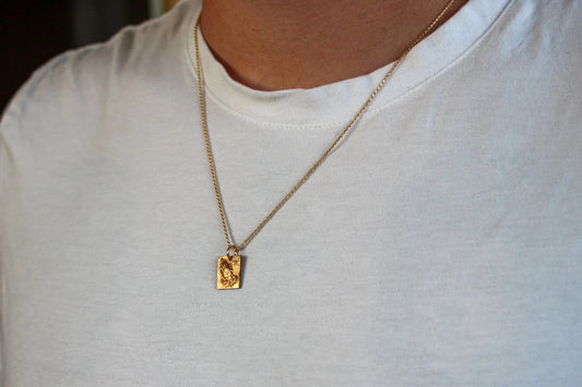 1970s Praying Hands Charm on 14k Plated Woven Chain