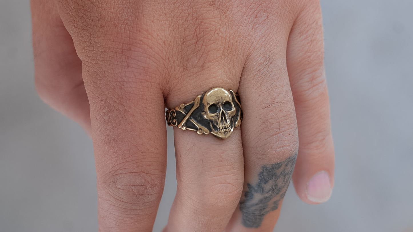 1960s Smiling Skull Novelty Ring Size-13