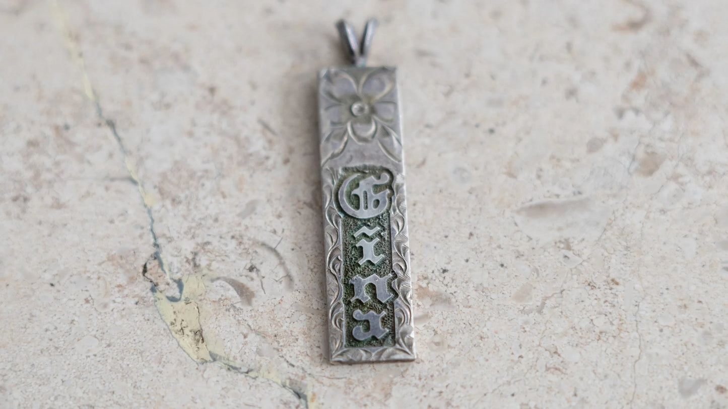 "Gina" Olde English Bar Pendant
