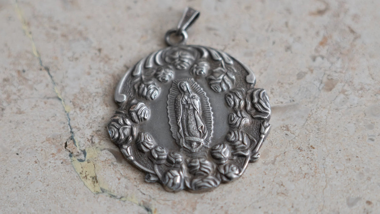 1950s Sterling Rose Guadalupe Personalized Pendant