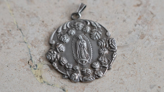 1950s Sterling Rose Guadalupe Personalized Pendant
