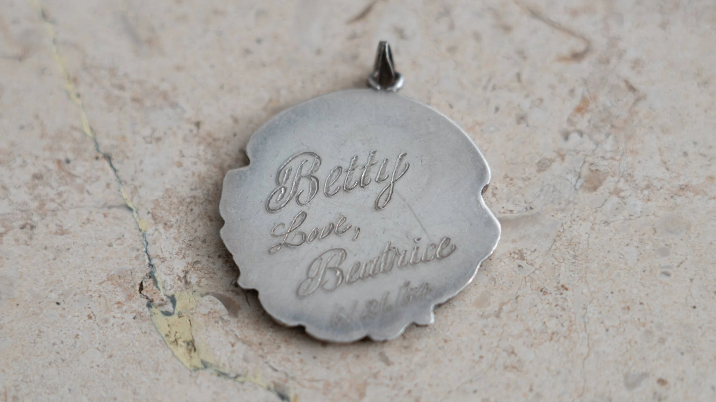 1950s Sterling Rose Guadalupe Personalized Pendant