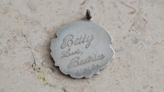 1950s Sterling Rose Guadalupe Personalized Pendant