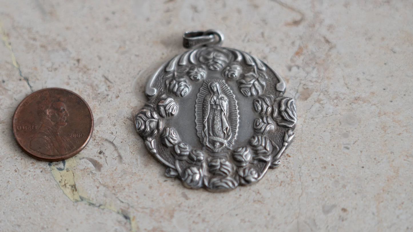 1950s Sterling Rose Guadalupe Personalized Pendant