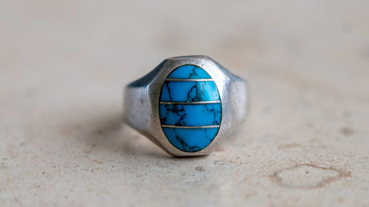 3 Piece Turquoise Inlay Mexico Ring Size-12