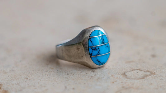 3 Piece Turquoise Inlay Mexico Ring Size-12