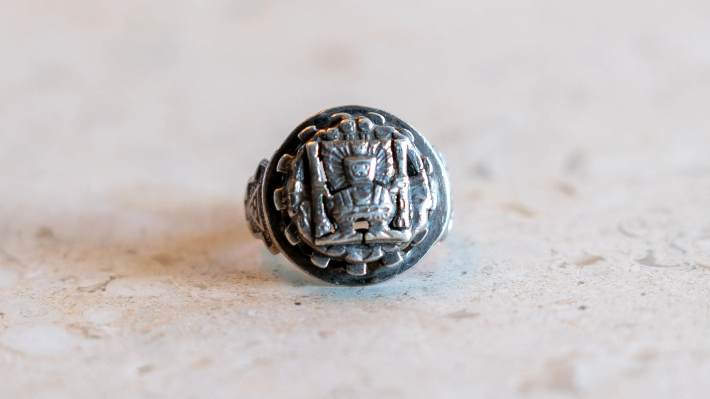 Viracocha 1930s Sterling Peruvian Biker Ring Size-8