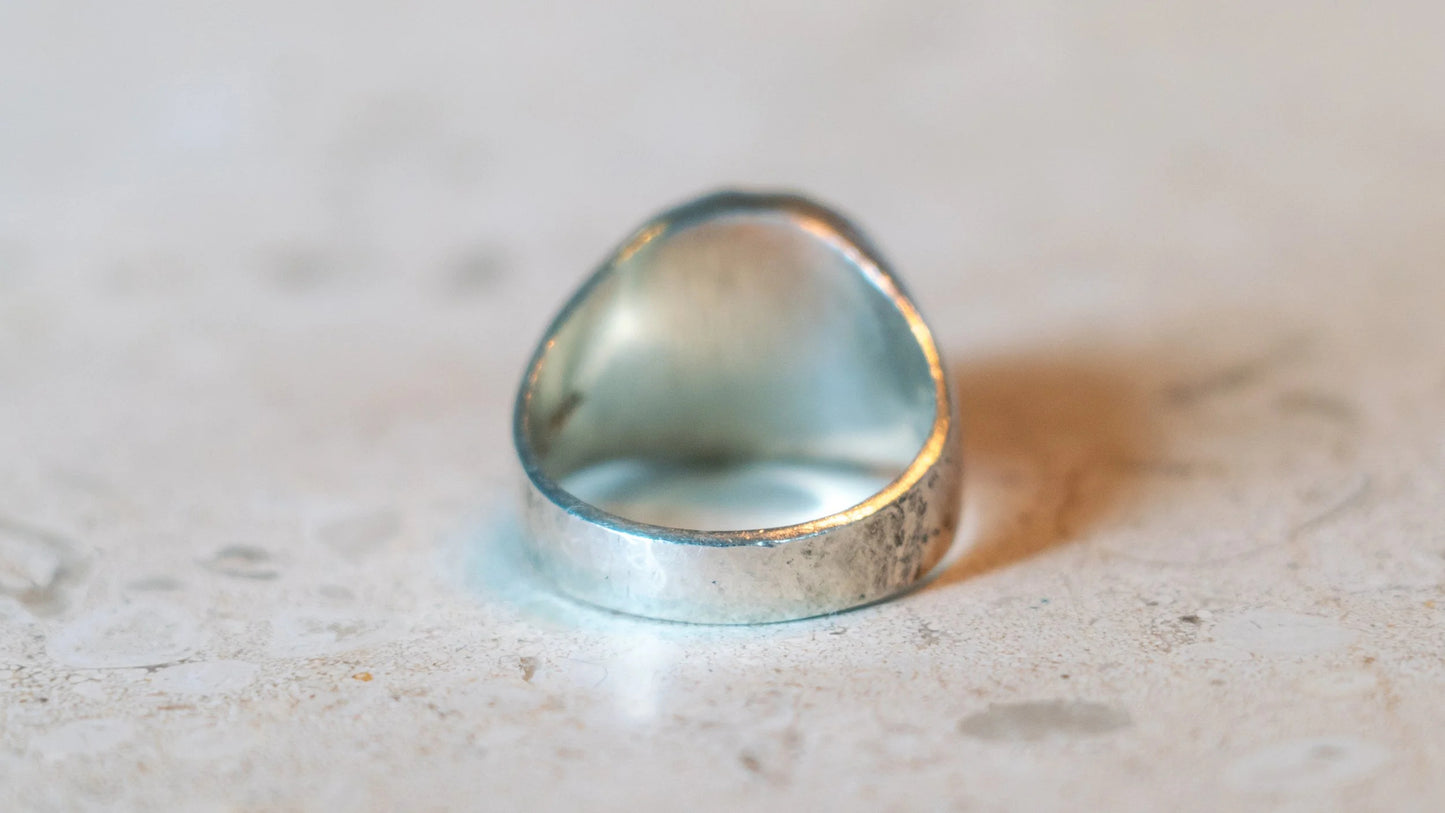 Mexico Souvenir Dragon's Breath Cabochon Sterling Ring Size-14