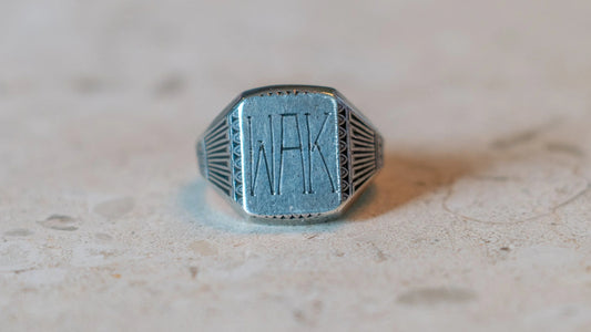 WAK 1930s Sterling Silver Initial Ring SIze-10