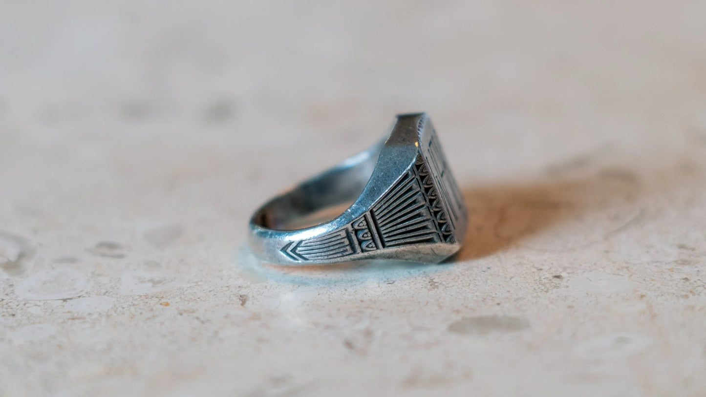 WAK 1930s Sterling Silver Initial Ring SIze-10