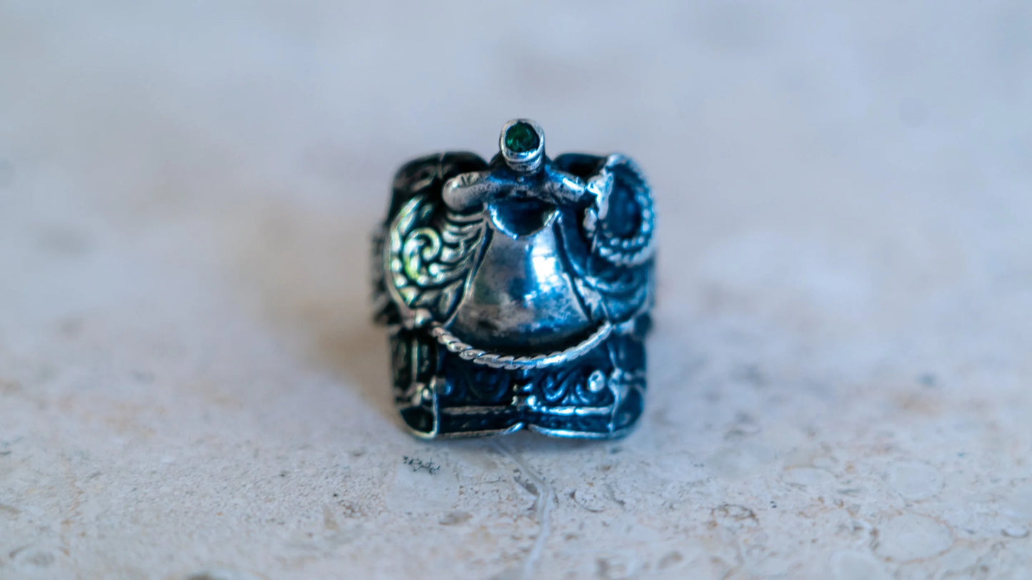 Trading Post Western Saddle Ring W/ Emerald Size-10