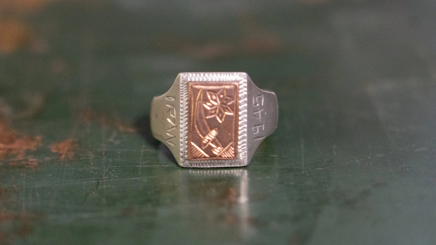 1945 Iran WWII souvenir Ring SIze-10
