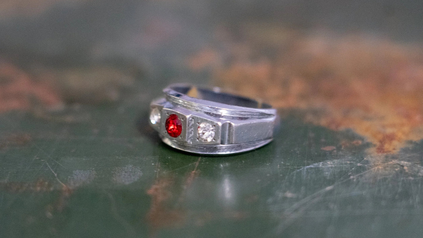 Art Deco 1950s Faux Ruby Ring Size-10