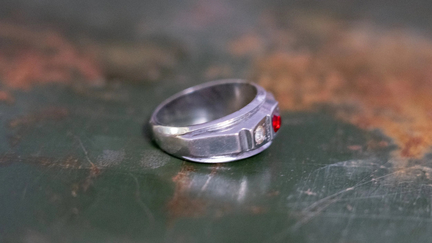Art Deco 1950s Faux Ruby Ring Size-10
