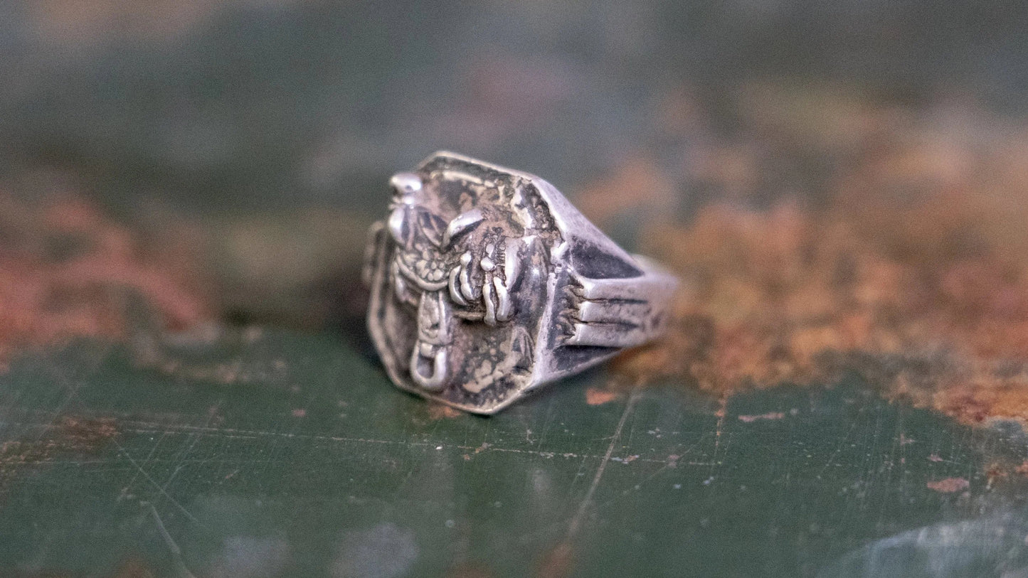 1940s Solid Sterling Saddle Mexico Souvenir Ring Size-8