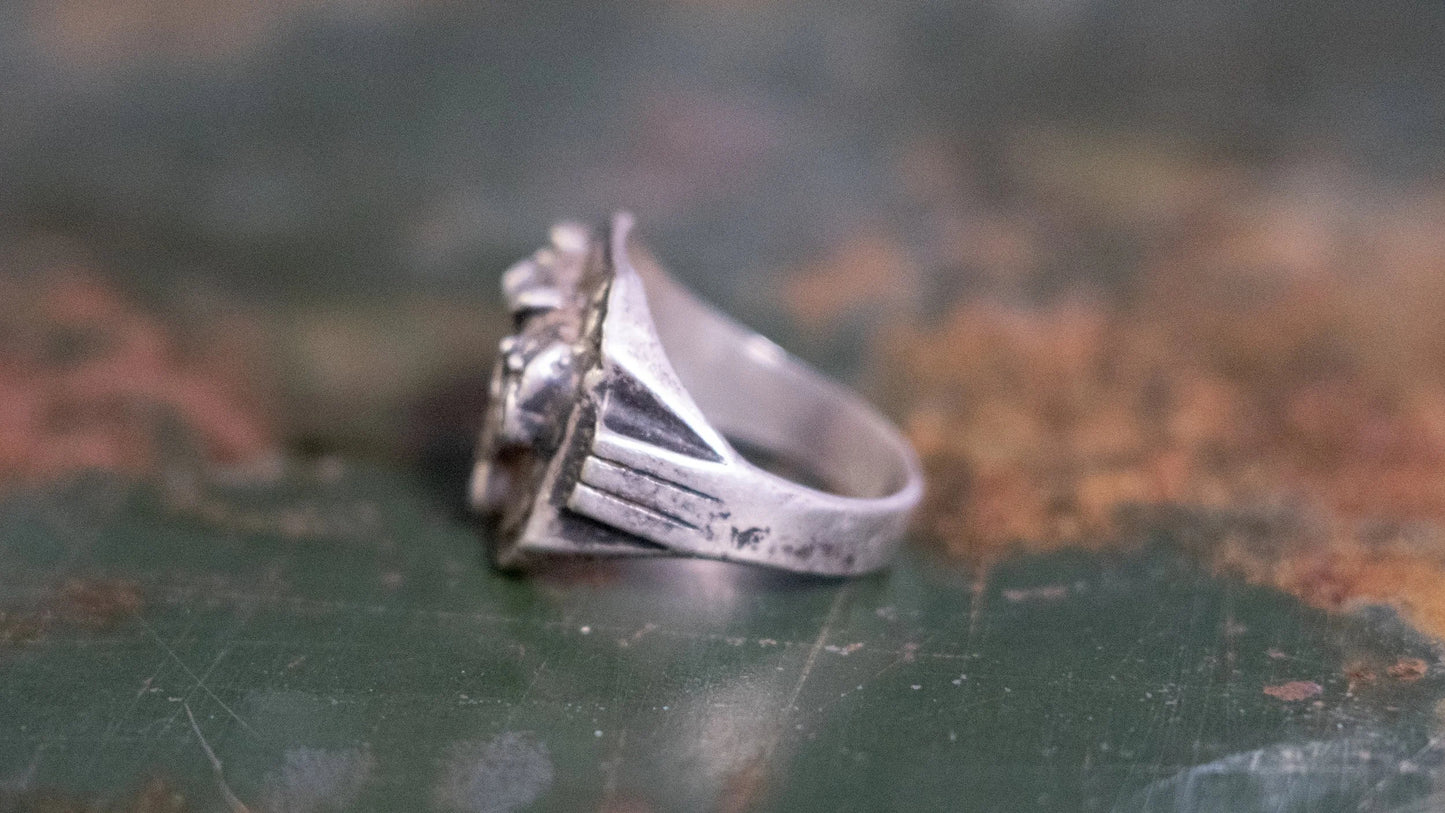 1940s Solid Sterling Saddle Mexico Souvenir Ring Size-8