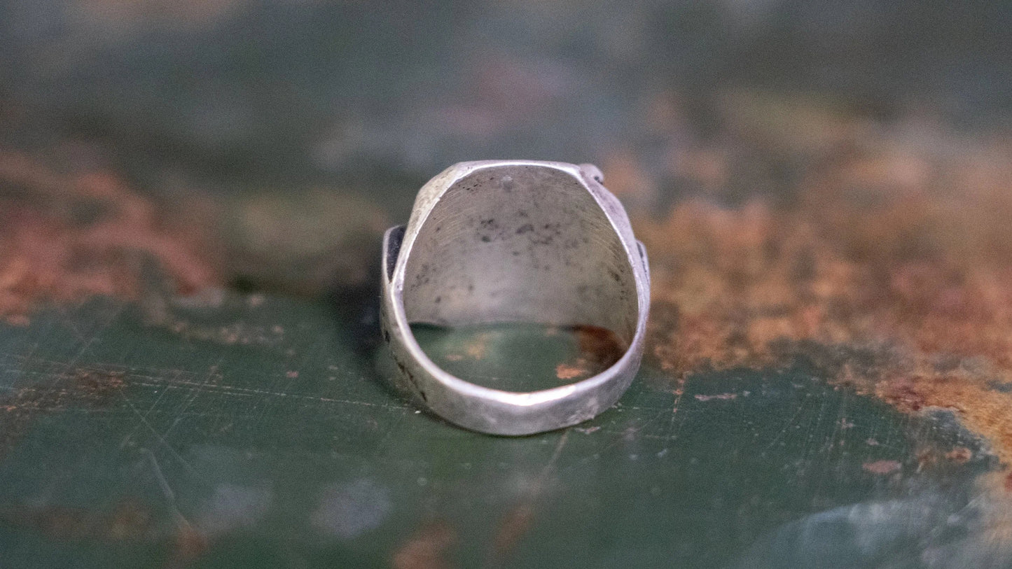 1940s Solid Sterling Saddle Mexico Souvenir Ring Size-8