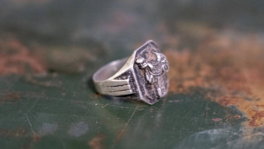 1940s Solid Sterling Saddle Mexico Souvenir Ring Size-8