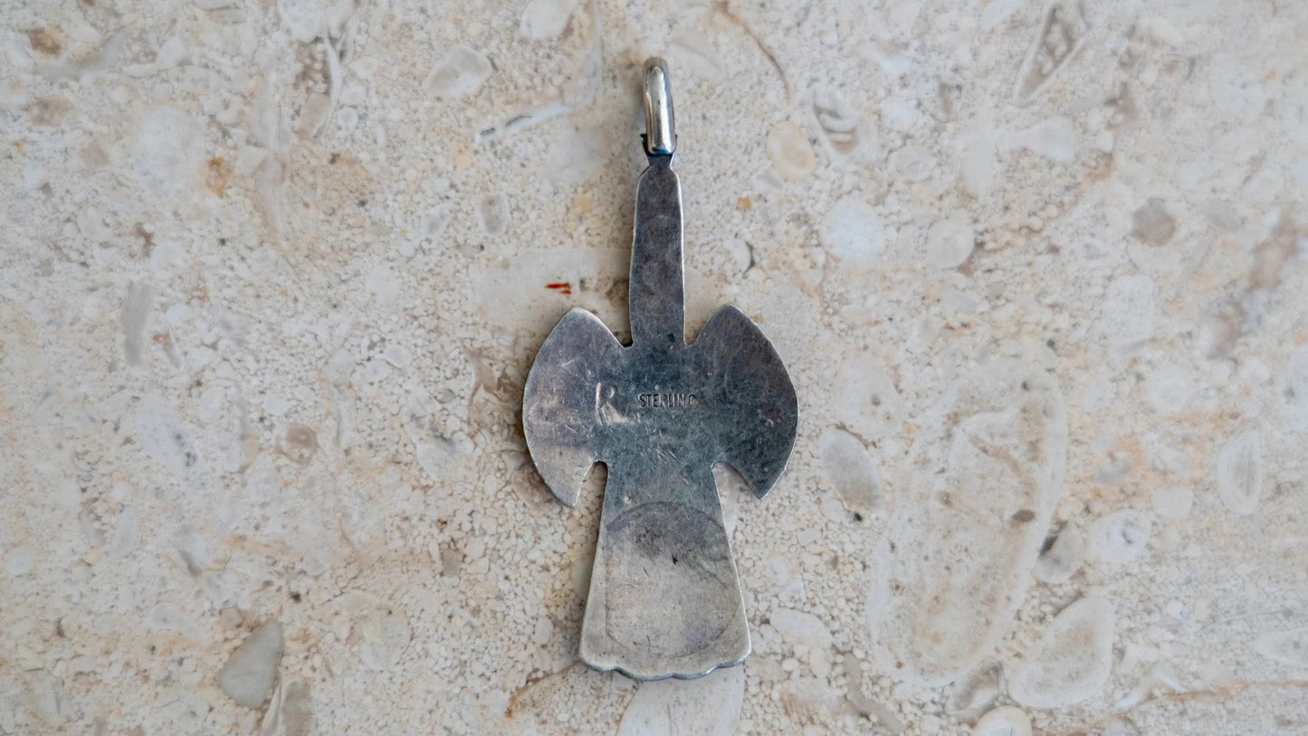 Mid Century Hand Silversmith Thunderbird Pendant