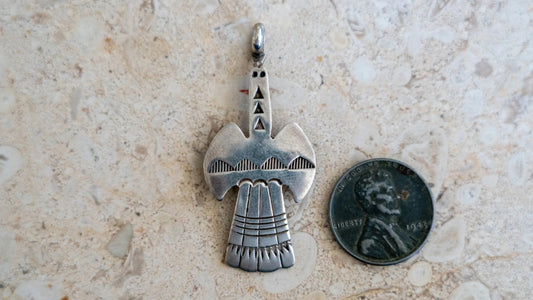 Mid Century Hand Silversmith Thunderbird Pendant