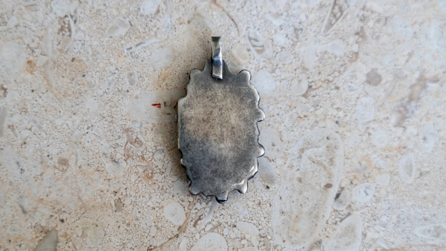 17 Stone Inlay Zuni Petit Point Turquoise Pendant