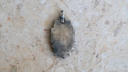 17 Stone Inlay Zuni Petit Point Turquoise Pendant
