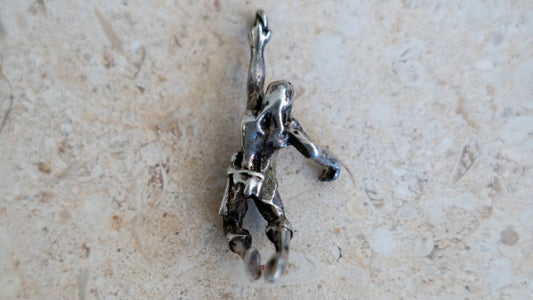 1940s Man Holding Chain Sterling Pendant