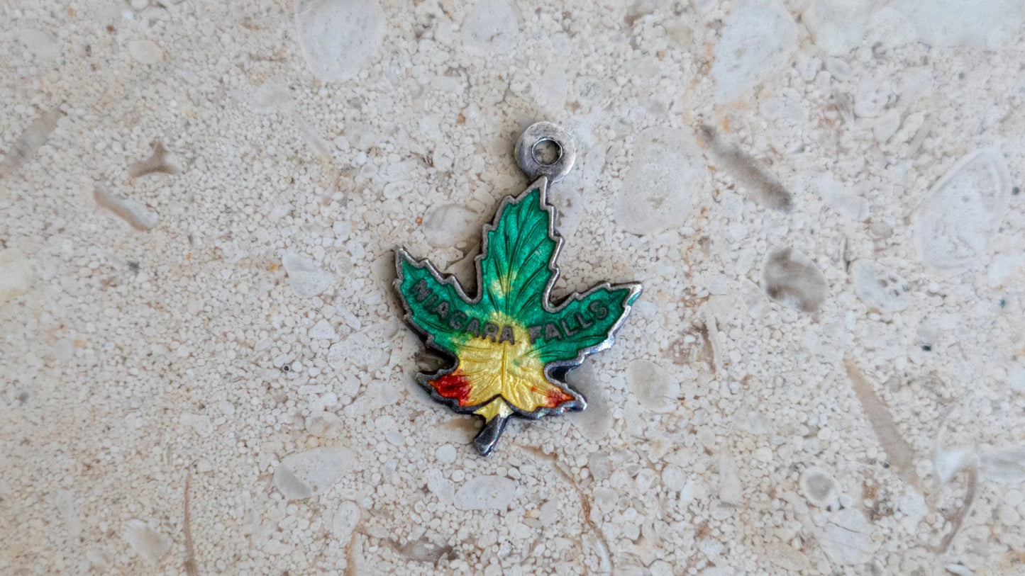 1940s Nigara Falls Color Enamel Sterling Pendant
