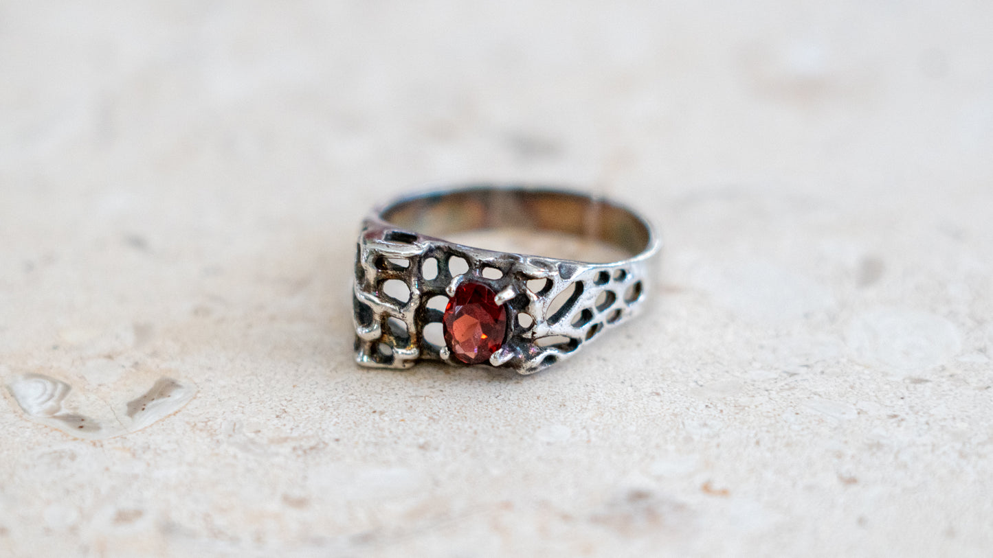 Vintage Art Nouveau Garnet Ring Size-12.5