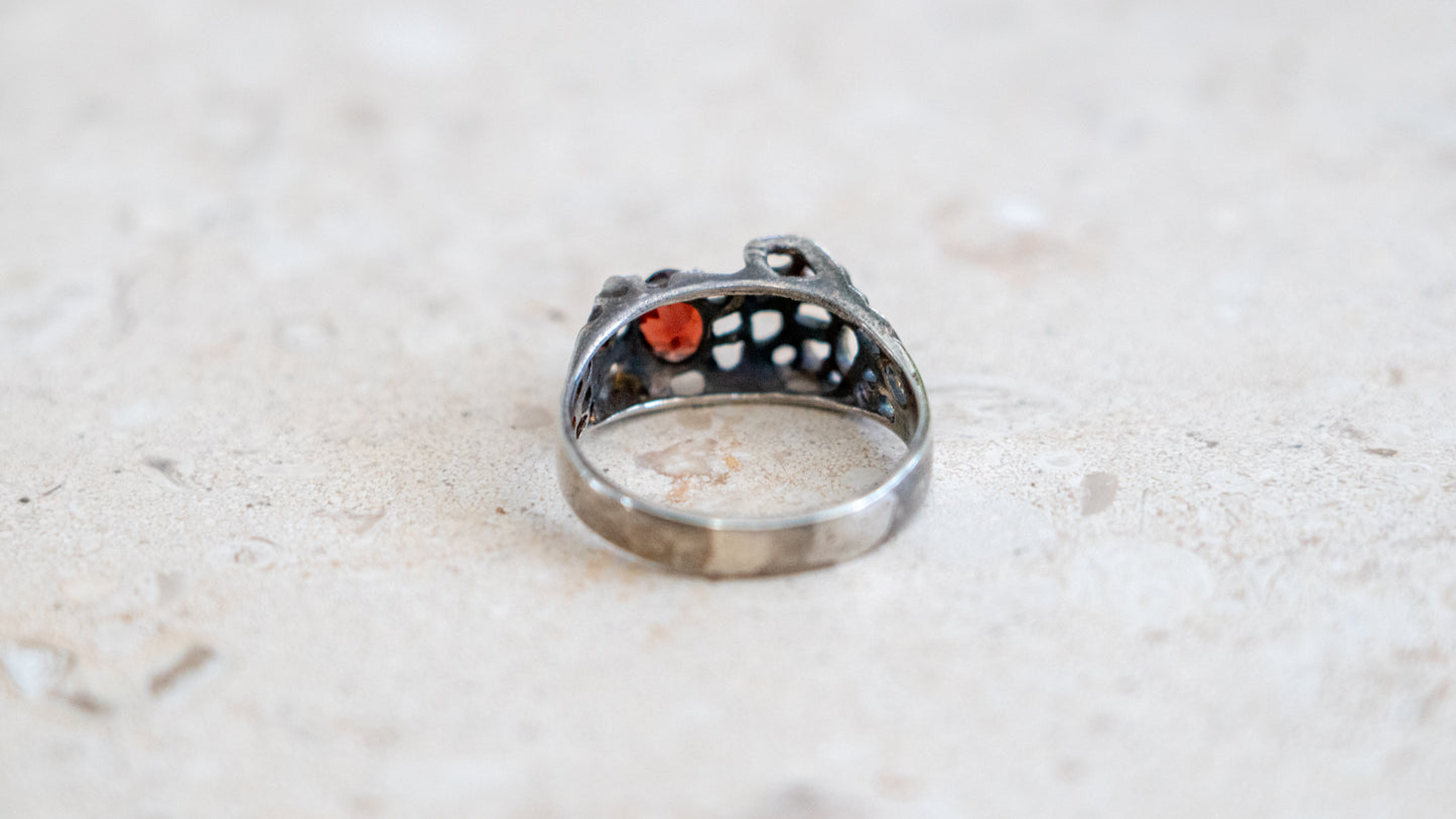 Vintage Art Nouveau Garnet Ring Size-12.5