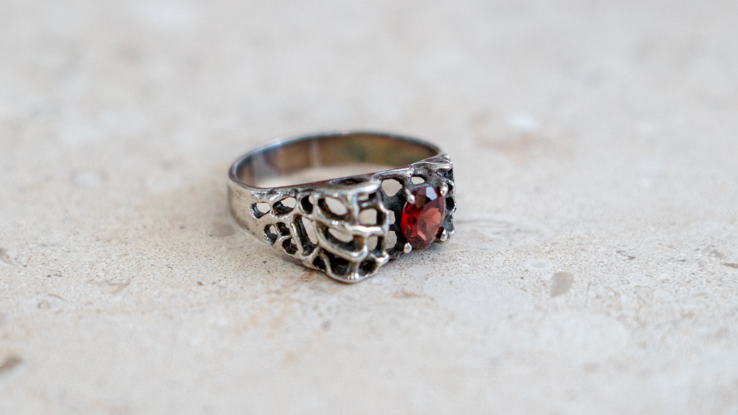 Vintage Art Nouveau Garnet Ring Size-12.5