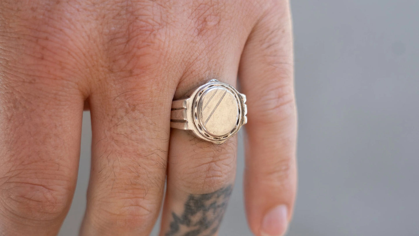 Mid Century Art Deco Blank Signet Ring