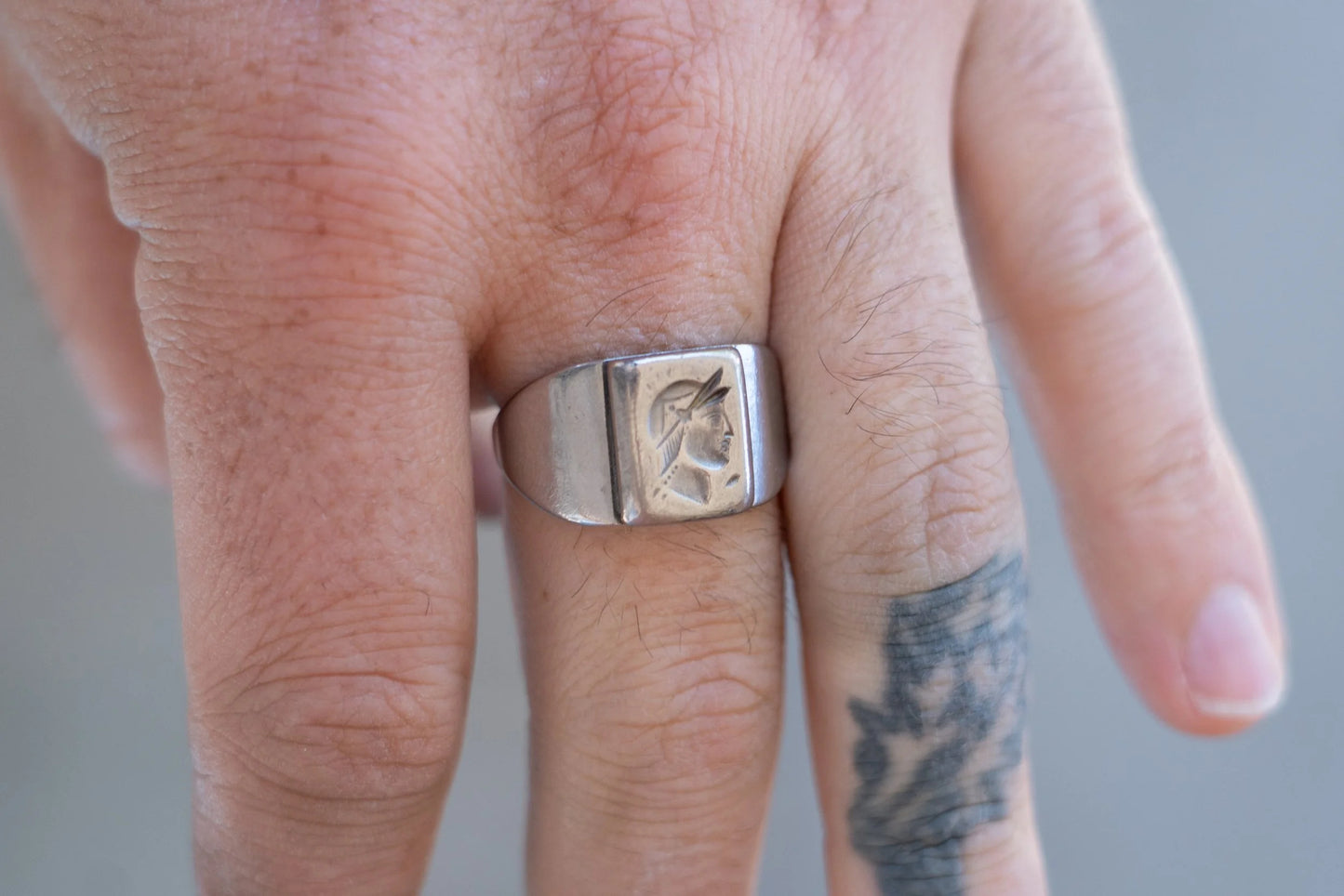 Mid Century Chromed Centurion Ring Size-11