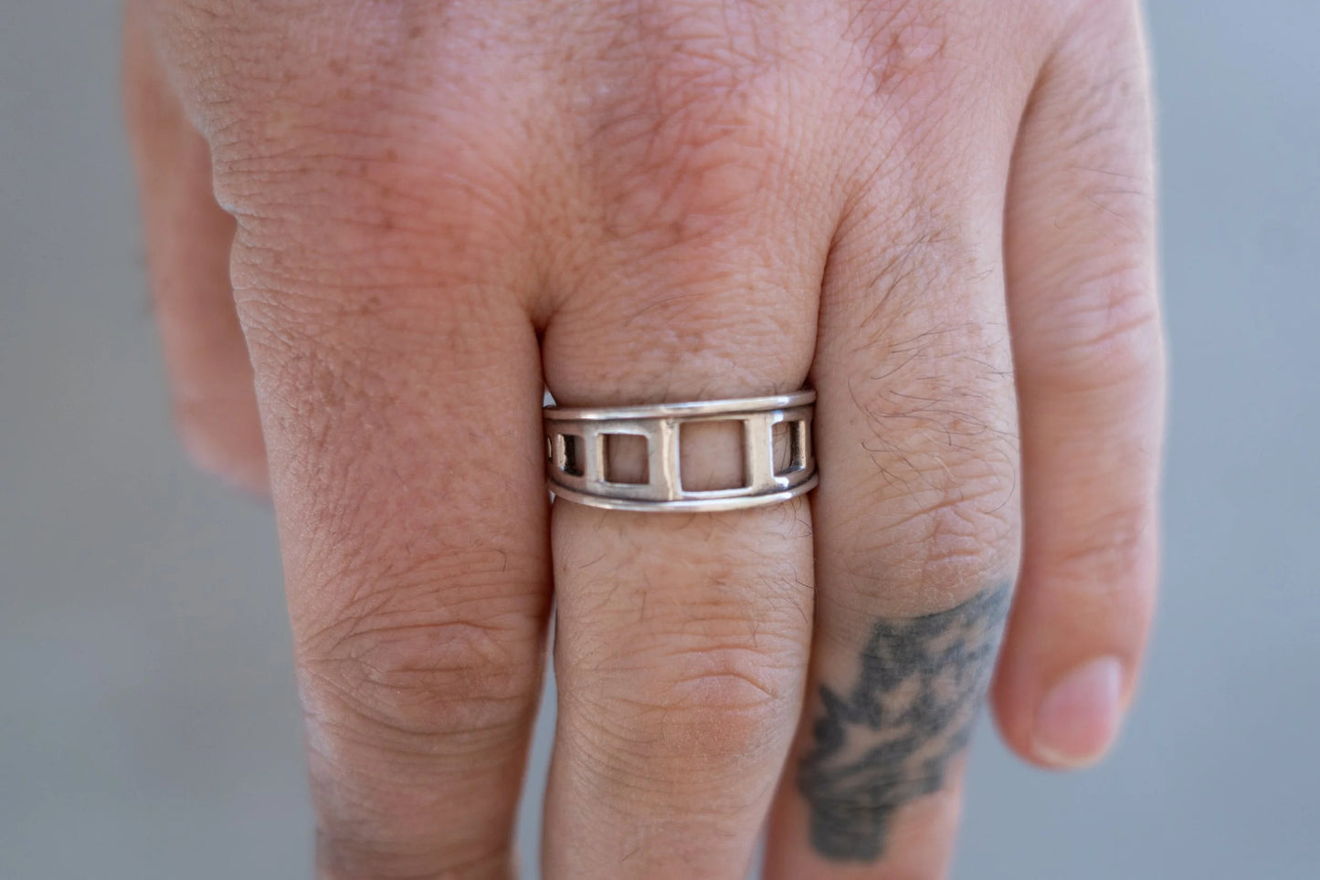 Solid Sterling Negative Space Band Size-10.5