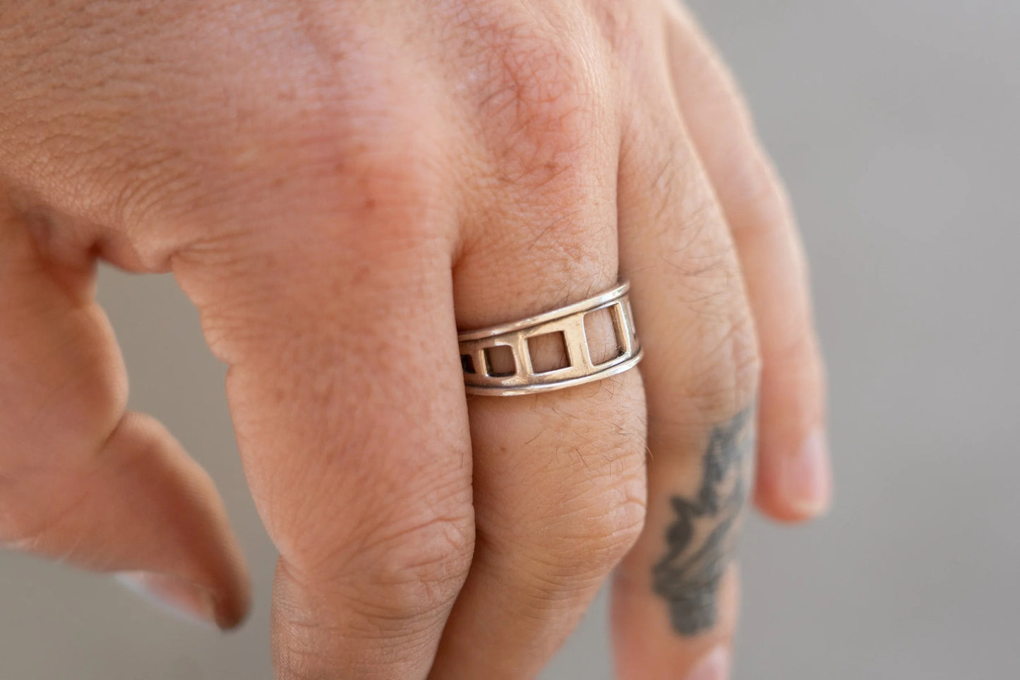Solid Sterling Negative Space Band Size-10.5