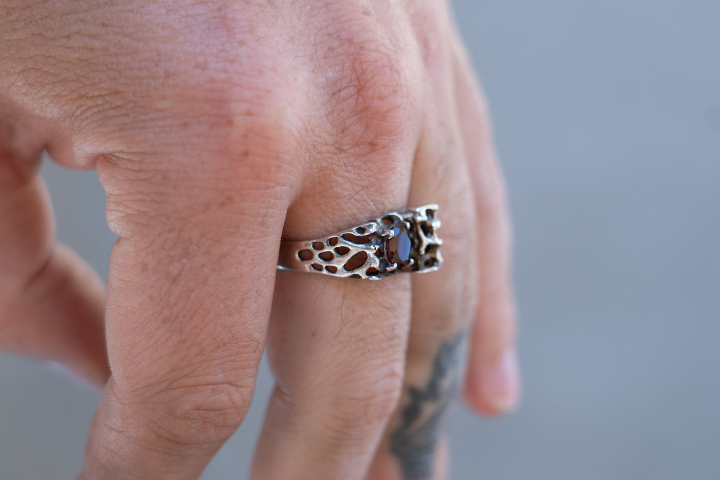 Vintage Art Nouveau Garnet Ring Size-12.5