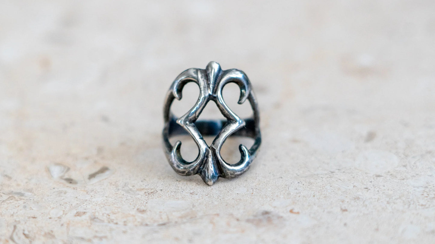 Mid Century Sand Cast Sterling Ring #2 Size-8