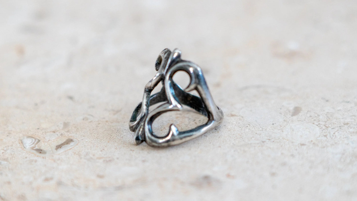 Mid Century Sand Cast Sterling Ring #2 Size-8